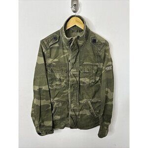 Abercrombie & Fitch Mens M Field Jacket Y2K Olive Green Camo Camouflaged Canvas